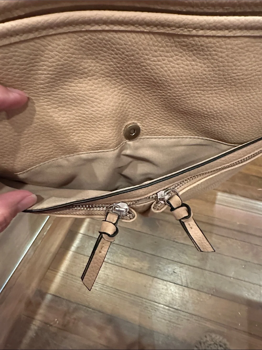 Bueno Vegan Neutral Beige Crossbody/Shoulder Bag with Front Zips
